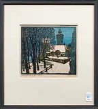 Winter Auf der Burg - after W. Frenk by L.H. Cowan, 1922, woodcut, sold Aug 2024