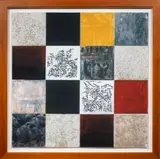 16 Squares by Jeffrey Long, 2000, collage on paper with printed elements, sold Aug 2024