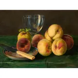 Still Life with Peaches by Theodore Coquelin, oil on board, sold Sep 2024