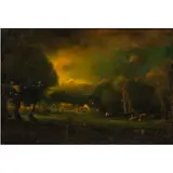 Untitled (Landscape with Farmhouse) by William Keith, oil on canvas, sold Sep 2024