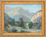 Old Bridge at Sospel by Lucien Gilbert Darpy, Oil on Canvas, sold Nov 2025
