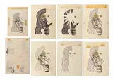 Eight Abstract Studies fo Larger Works by Domenick Capobianco, Ink on Illustration Board, sold Nov 2025
