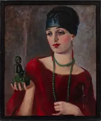 Portrait of a Flapper by Frances E. O'Brien, Oil on Canvas Board, sold Nov 2025