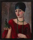 Portrait of a Flapper by Frances E. O'Brien, Oil on Canvas Board, sold Nov 2025