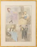 Judaica Figural Narrative by Raphael Soyer, Mixed Media on Paper, sold Nov 2025