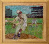 When the Pitcher has Command by Jane Gilday, Mixed Media on Canvas, sold Nov 2025
