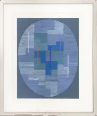 Untitled (Blue Composition) by Adolf Fleischmann, 1966, Screenprint in Colors on Wove Paper, sold Nov 2025