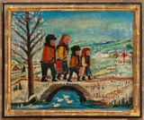 Going Home by Julia Brestovan, circa 1950, Oil on Canvas, sold Nov 2025