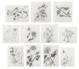 Eleven Abstract Compositions by Eva Bouzard-Hui, 1999, Ink on Chinese Rice Paper, sold Nov 2025