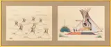 Sioux Village" and "The Storyteller by R. Murdock, 1942, Watercolour, sold Nov 2025