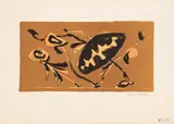 Oriental Kites II in Brown by Manfred Schwartz, circa 1965, Lithograph in Colors on Paper, sold Nov 2025