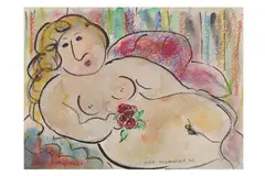 Untitled by Dora Holzhandler, pencil and watercolour, offered Apr 2022