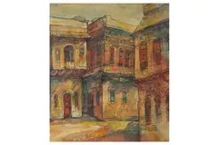 Untitled by Rakan Dabdoub, oil and pen on canvas, offered Mar 2022