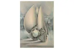 Untitled by Sayed Saad El Din, oil, offered Mar 2022