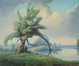 The Thames Near Henley Oil on board Signed lower right by Walter James Steggles, Oil on board, sold Apr 2019
