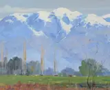 Andes above Aconcagua Valley Oil on board Signed lower right 19.5 x 24cm (7½ x 9¼ in.) by Ramos Catalan, Oil on board, sold Apr 2019