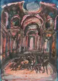 Study for Comedienne de la Commedia dell'arte by Alfred Cohen, Watercolour on paper, sold Apr 2019