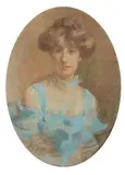 Portrait of a woman in a blue gown by Wilfred Gabriel De Glehn, 1898, Pastel, oval, offered Apr 2019
