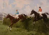 Golden Miller winning the Grand National by Charles Walter Simpson, Oil on canvas, offered Apr 2019