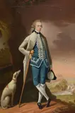 Portrait of a gentleman with his greyhound by Edward Alcock, Oil on canvas, sold Apr 2019