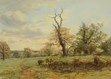 Figures gathering firewood by Alexander Fraser, Oil on panel, offered Apr 2019