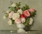 Roses in a vase Oil on canvas Signed lower right 47 x 55cm (18½ x 21½ in.) λ Indicates that this lot may be subject to Droit de Suite royalty charges by Maurice Décamps, Oil on canvas, sold Apr 2019