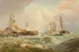 Stormy seas in Holland by Clarkson Frederick Stanfield, Oil on canvas, sold Apr 2019