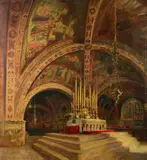 Assisi Oil on canvas Signed, titled and dated 1903 upper left 93 x 84cm (36½ x 33 in.) by Julius Rolshoven, 1903, Oil on canvas, offered Apr 2019