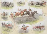 The Grand National, 1900 Watercolour and pencil heightened with white Signed centre left 25.5 x 35.5cm (10 x 13¾ in.) by Finch Mason, Watercolour and pencil heightened with white, sold Apr 2019