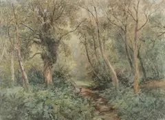 Leigh Woods Watercolour with scratching out Signed, titled and dated June 1881 to the right edge 66.5 x 89.5cm (26 x 35 in.) by William H. Muller Hewitt, Watercolour with scratching out, sold Apr 2019