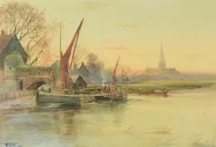 Resting on the river by Henry Charles Fox, 1900, Watercolour, a pair The first signed and dated, offered Apr 2019