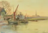 Resting on the river by Henry Charles Fox, 1900, Watercolour, a pair The first signed and dated, offered Apr 2019