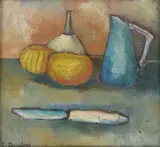 Still life with knife Mixed media Signed and dated 72 lower left 30 x 33cm (11¾ x 12 in.) by G. Tessitore, Mixed media, sold Jan 2019