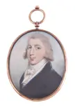 Portrait of a young gentleman wearing a blue coat by William Thicke, watercolour, sold Jan 2019
