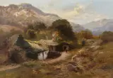 The Woodcutter's Cottage Oil on canvas Signed and dated 1884 lower left 64.5 x 92cm (25¼ x 36 in.) by Edward Henry Holder, 1884, Oil on canvas, sold Dec 2018