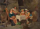 Tavern scenes, a pair Oil on canvas One signed lower left, the other lower right Each 58 x 79cm (22¾ x 31 in.) (2) by G. Montega, Oil on canvas One signed lower left, the other lower right Each, offered Dec 2018