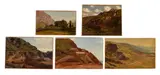 A group of five landscape views by Charles François Eustache, Oil on paper laid down to canvas Various sizes The largest, sold Dec 2018