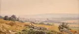 A view of the countryside at Connerré near le Mans by Robert Léopold Leprince, Oil on paper laid down to board, sold Dec 2018