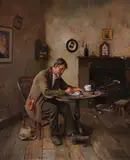 Writing a Letter by Charles Spencelayh, Oil on canvas, offered Dec 2018