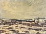 Le Chemin en Hiver Oil on canvas Signed and dated 1938 lower right 55 x 75cm (21½ x 29½ in.) Provenance: Collection Dr by Armand Jamar, 1938, Oil on canvas, offered Dec 2018