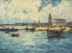 Bateaux de peche, Oostende Oil on canvas Signed and dated 1935 lower left 56 x 75cm (22 x 29½ in.) Provenance: Collection Dr by Armand Jamar, 1935, Oil on canvas, offered Dec 2018