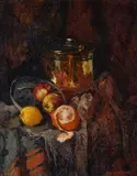 Still life with an orange by Henri van Os-Delhez, Oil on canvas, sold Dec 2018