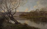 River landscape Oil on canvas Signed lower left 61 x 102cm (24 x 40 in.) Jose Weiss (1859 by José Weiss, Oil on canvas, sold Dec 2018