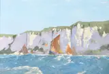 Cliffs near Dieppe by Charles Pears, Oil on canvas, sold Dec 2018