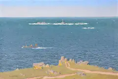 Longships Lighthouse by Charles Pears, Oil on board, sold Dec 2018