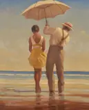 On the beach Oil on canvas Signed lower left 61 x 50.5cm (24 x 19¾ in.) Provenance: Private Collection Jack Vettriano is a self-taught painter by Jack Vettriano, Oil on canvas, sold Dec 2018