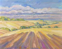 Looking South from the Ridgeway Oil on board Signed lower right by Nick Schlee, Oil on board, sold Dec 2018