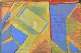 Cobalt and Yellow Screen Acrylic on newspaper Signed with initials lower right 36 x 57cm (14 x 22¼ in.) Provenance: Belgrave Gallery, St by Frank Beanland, Acrylic on newspaper, offered Dec 2018