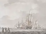 Waving farewell to the fleet Pen by William Anderson, Pen, ink and watercolour, offered Dec 2018
