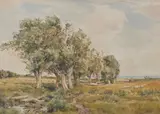 Sheep in a landscape Watercolour Signed lower right 24 x 34.5cm (9¼ x 13½ in.) Provenance: Frost & Reed, London, 27 July 1943 by Thomas Collier, Watercolour, offered Dec 2018
